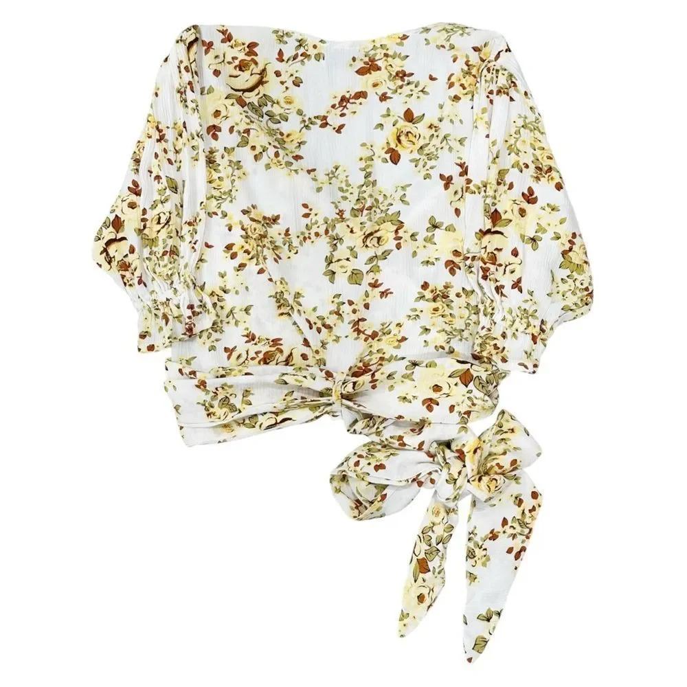 FAITHFULL THE BRAND Mali Wrap‎ Top in Off White Goldie Floral